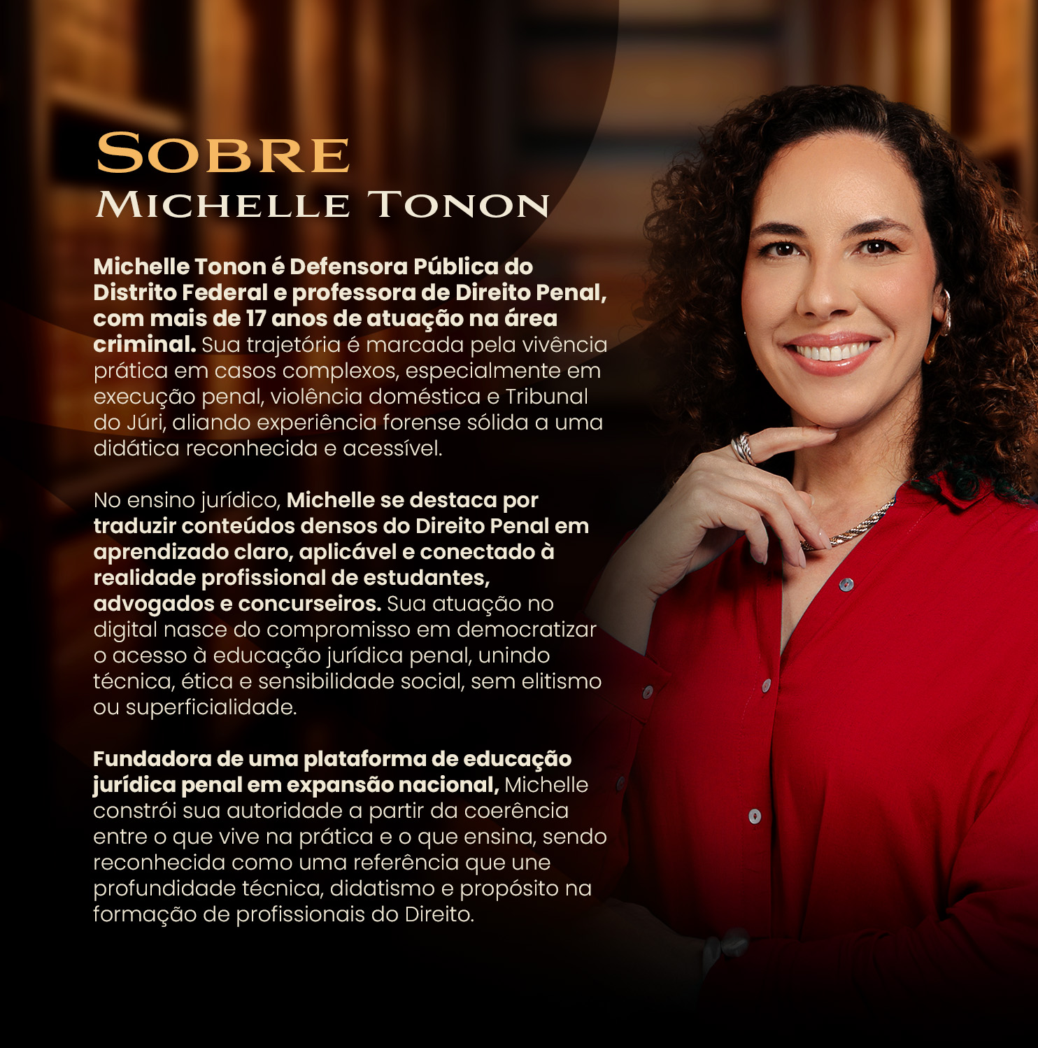 Banner da seção Sobre no site da Michelle Tonon em versão mobile