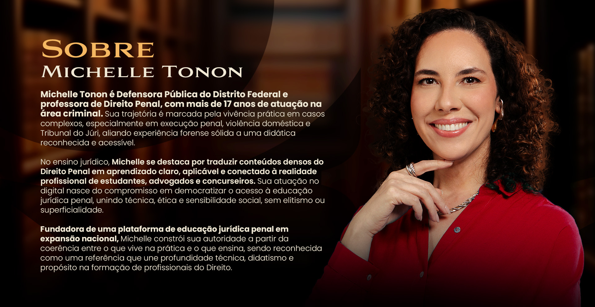 Banner da seção Sobre no site da Michelle Tonon