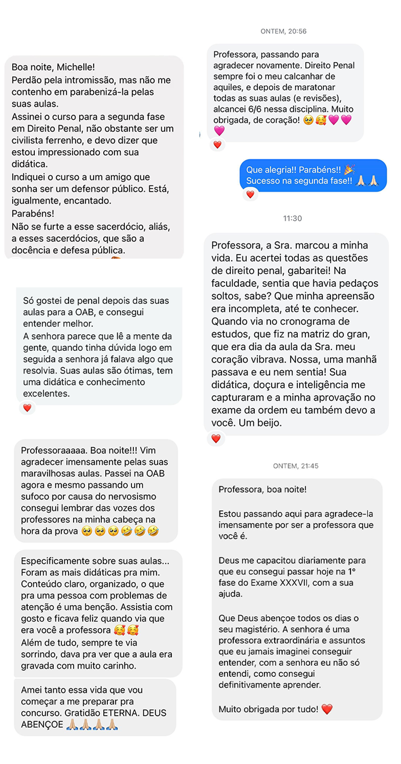 Depoimentos de clientes da Michelle Tonon